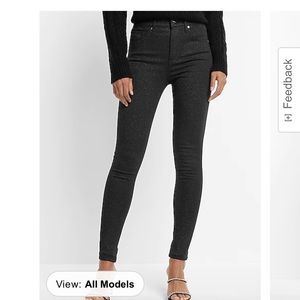 High waisted black sparkle skinny jeans